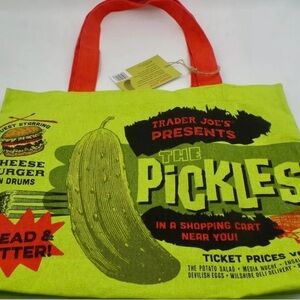 Trader Joe's Pickles Pickle Bag Reusable Shopping Tote 100% Cotton Eco NWT USA